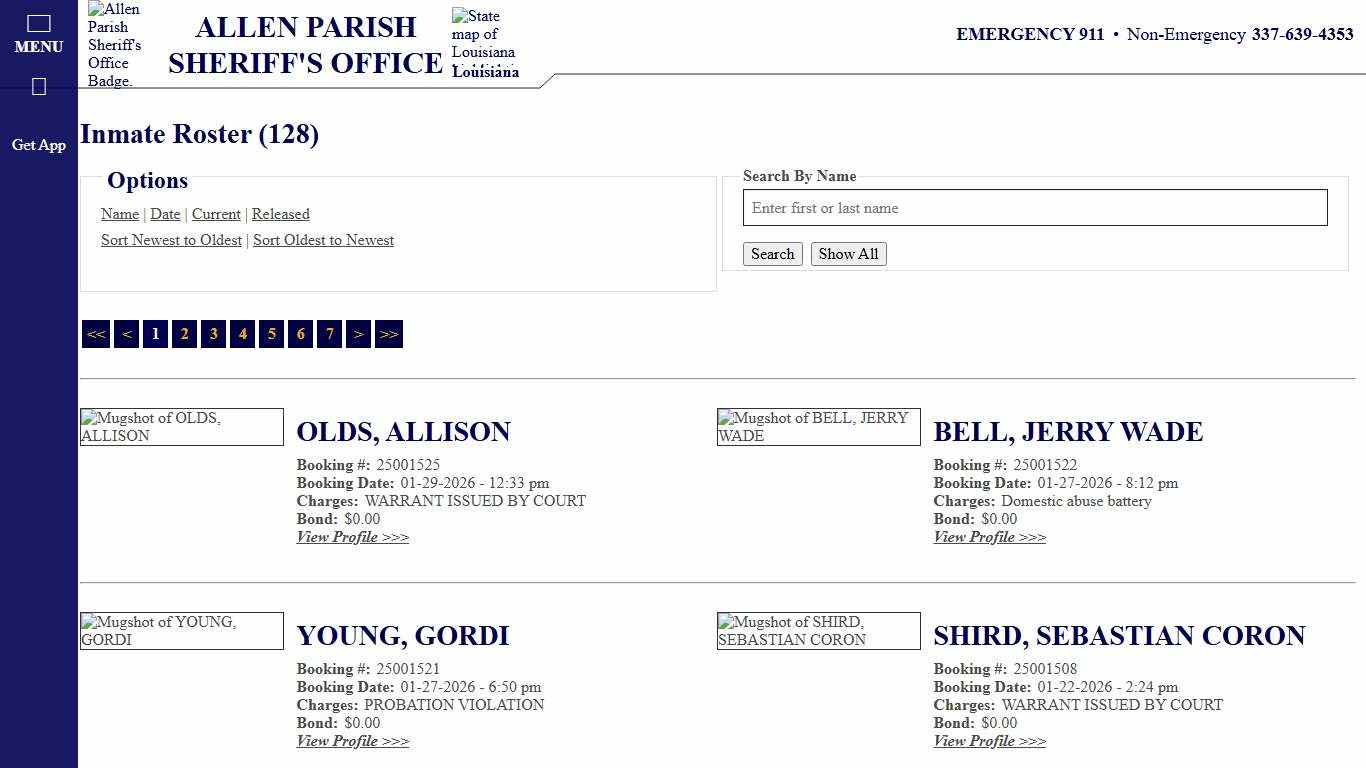 Inmate Roster - Current Inmates Booking Date Descending - Allen Parish Sheriff's Office